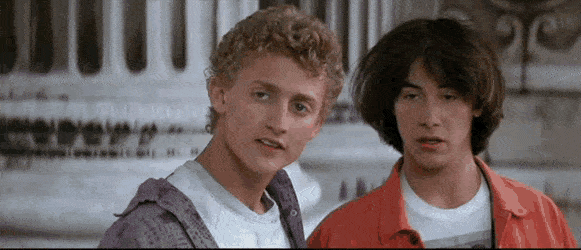 bill and ted mime to socrates "dust. wind. dude."