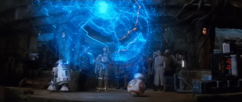 BB8 droid projecting a map