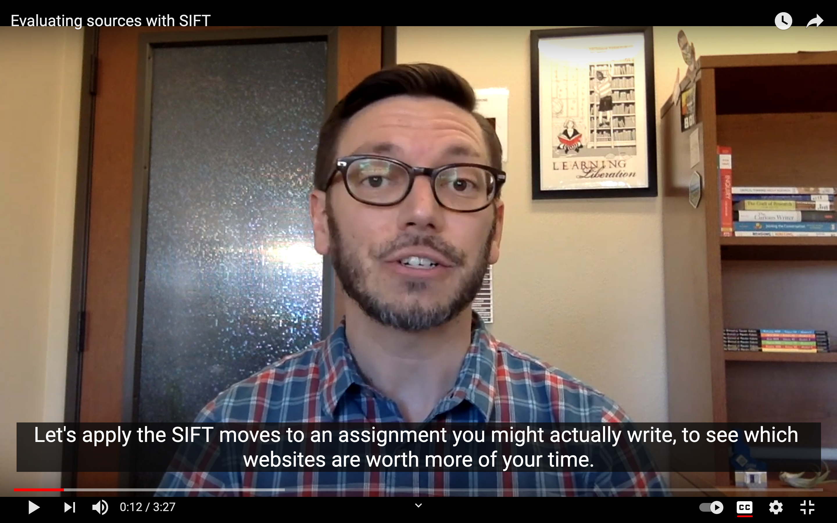 screencap of Ryan's video introducing SIFT, with captions present